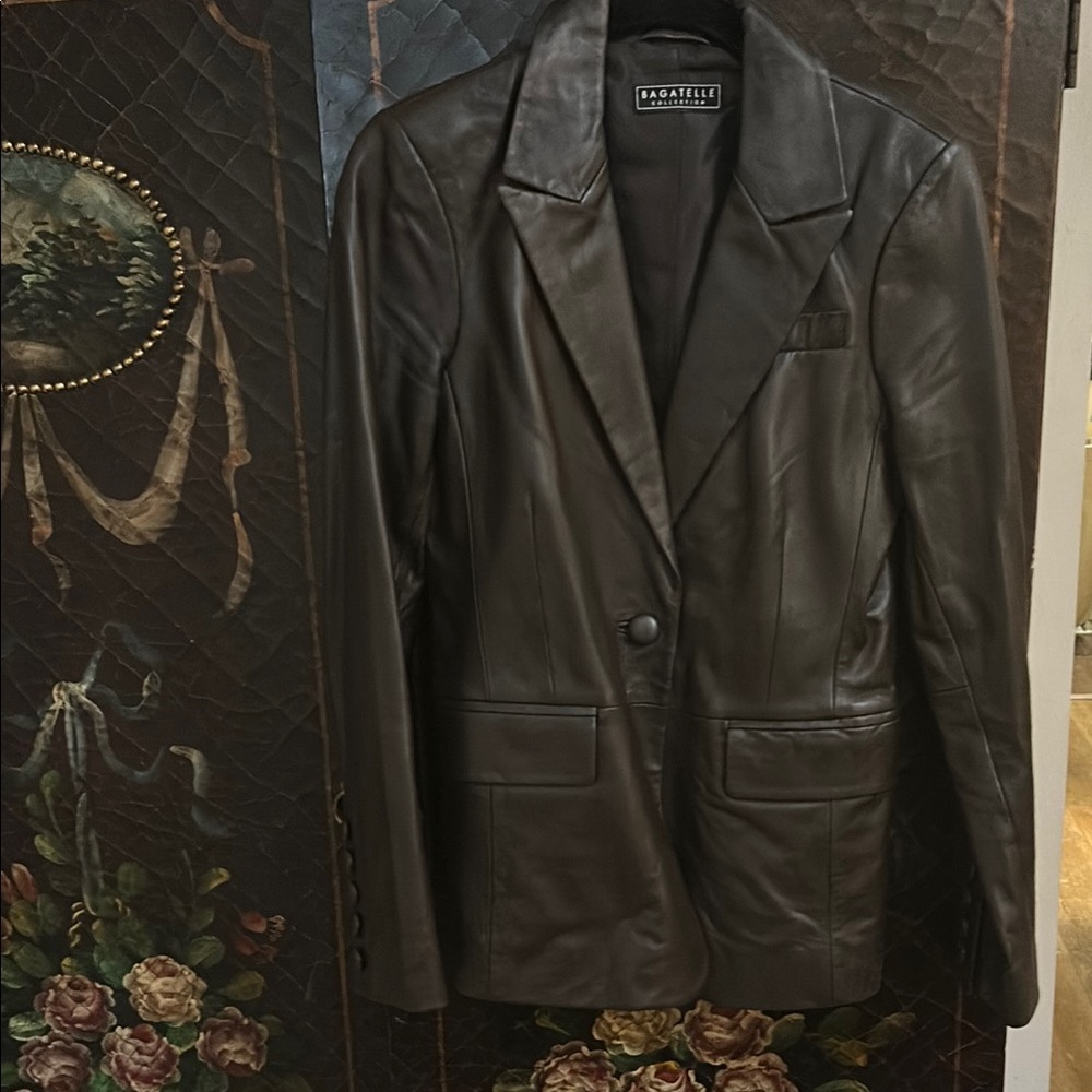 Boston Proper Brown Leather Blazer Jacket